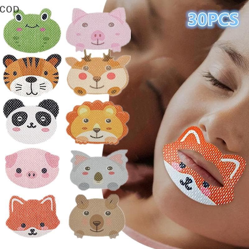 [QYA] 30 Pcs Crianças Dos Desenhos Animados Anti-Ronco Stiers Dormir Boca Fechada Remendo De Correção De Respiração Cort