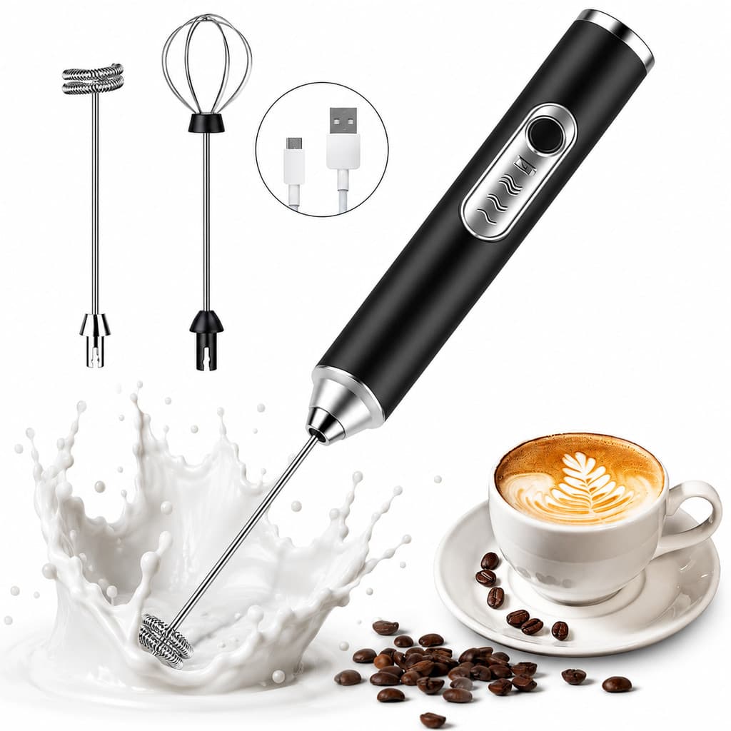 Misturador Batedor Elétrico USB 3 Velocidades com Haste Inox para Ovos Creme e Bebidas