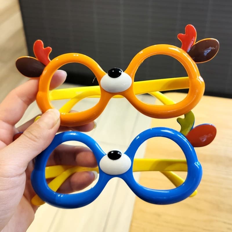 Armação de óculos para bebês, chifres fofos, brinquedos de Silicone para crianças, óculos sem lentes, Super fofos, menin