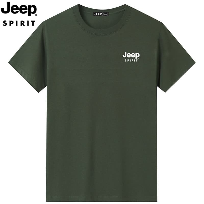 JEEP SPIRIT Novo estilo genuíno masculino camiseta de manga curta tamanho grande em torno do pescoço puro algodão camise