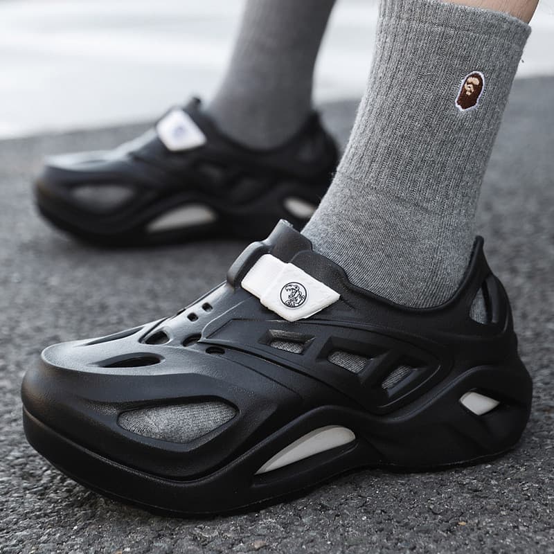 Novo estilo sandálias masculinas buraco verão exterior usar antiderrapante sola macia merda-