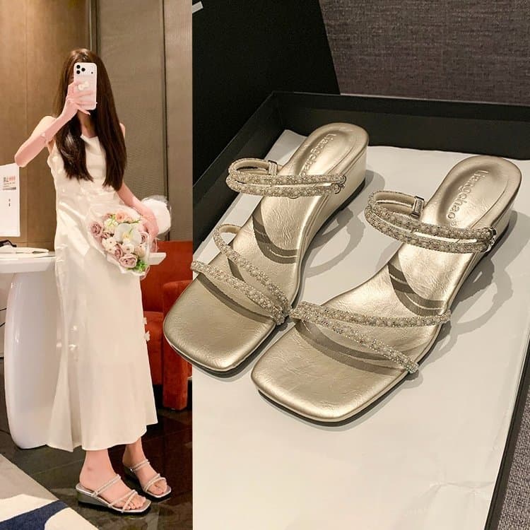 Sandálias Femininas Cunhas Chinelos De Uma Peça Saltos De Borracha PU Salto Baixo < 3cm Plataforma De Grosso Flip Flops