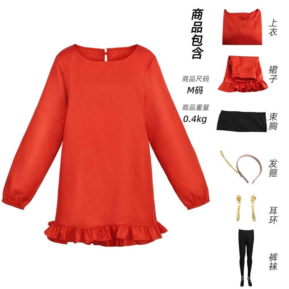 Cosplay de Spy Family Yor Forger Vestido Vermelho Roupa de Role Play de Anime
