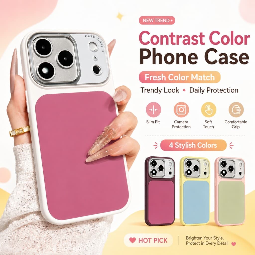 Bonito Bloco De Cor Caso Telefone Couro Para iPhone 13 14 15 16 17 Pro Max Na Moda Contraste Macio Silicone Câmera Prote
