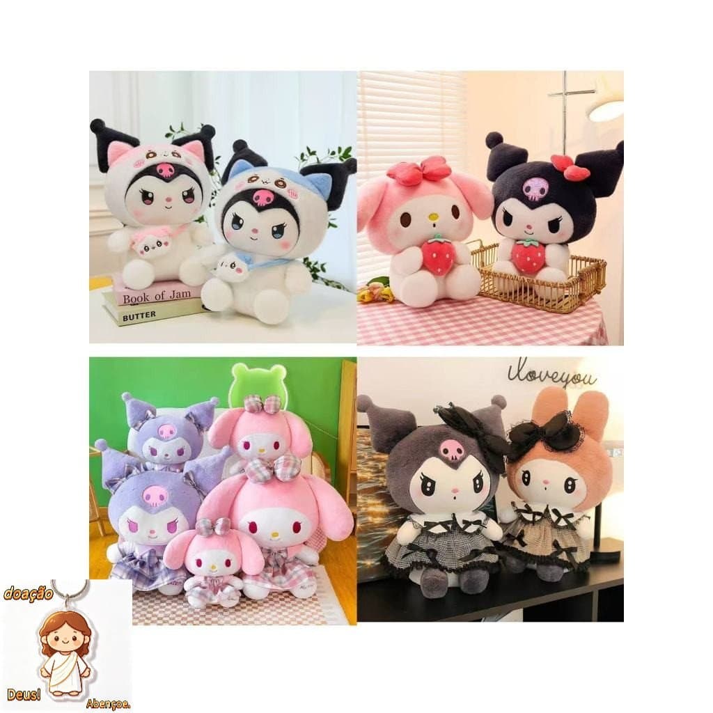Pelúcia Grande Kuromi ou My Melody 50cm – Boneca Kawaii para Presente | Sanrio Oficial