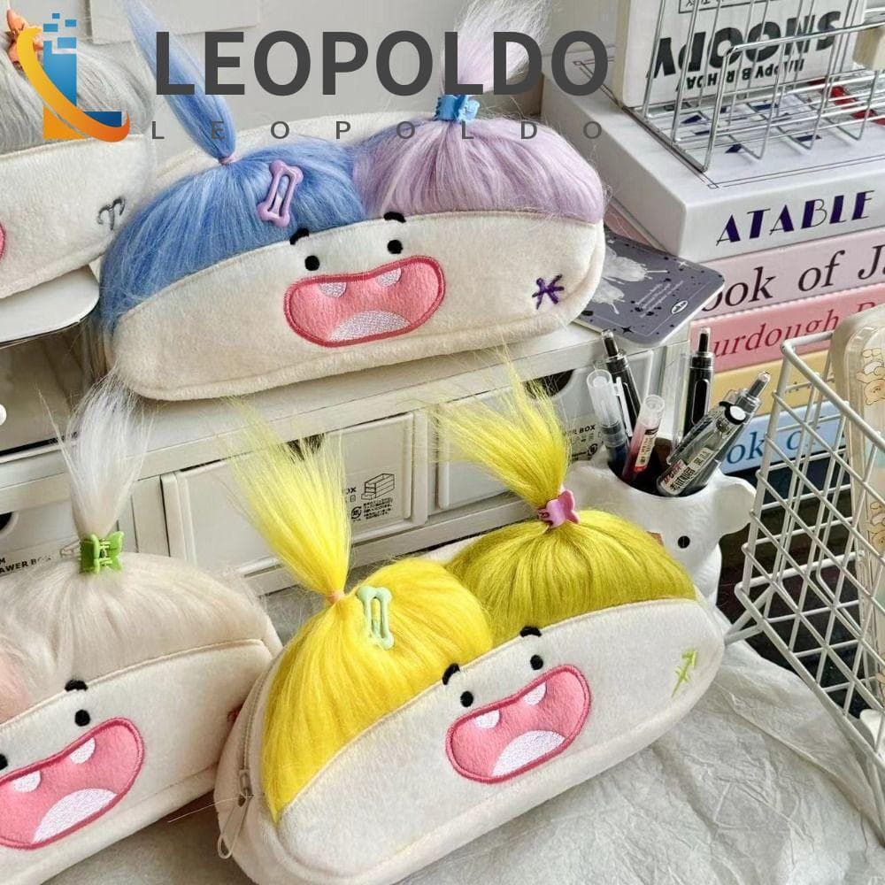 Bolsa De Caneta Para Boneca De Cabelo Afro LEOPOLDO , Porta-Lápis Com Zíper Kawaii , De Pelúcia Macia Fofo DIY