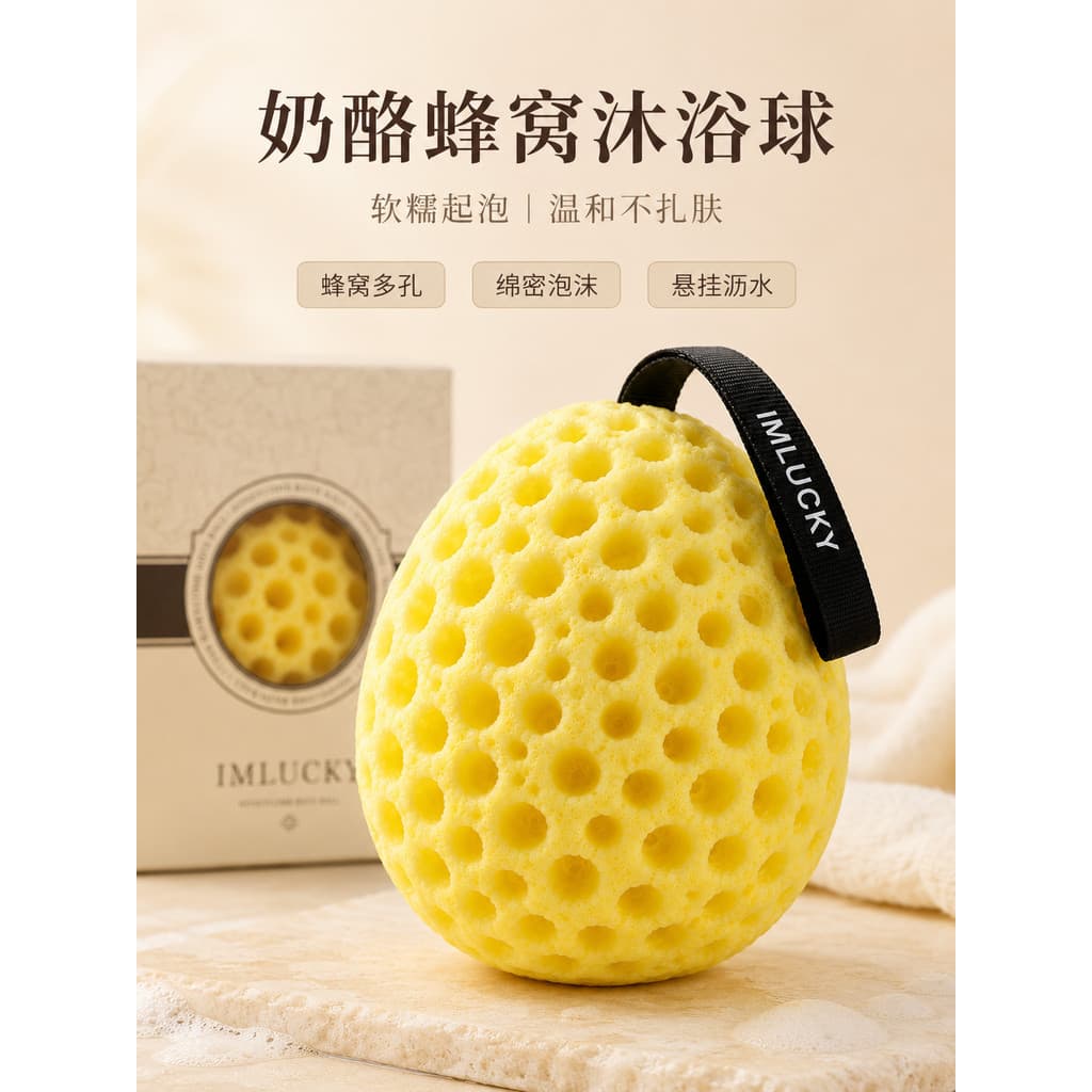 Bola de banho de queijo japonês novo artesanato banho flor bola favo de mel banho bola espuma esponja High-End não flore