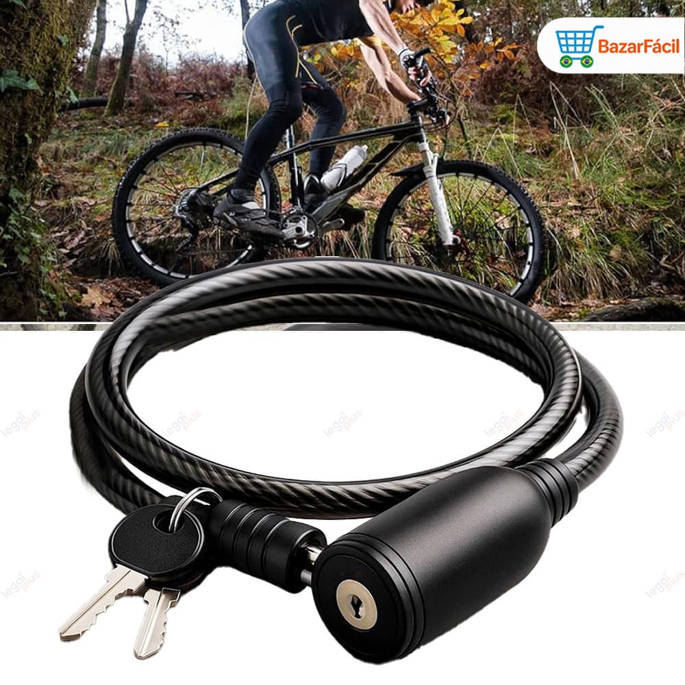 Trava Cabo De Aço 7,5mm 65cm Antifurto Segurança Moto Bike Portão Cadeado Com Duas Chaves