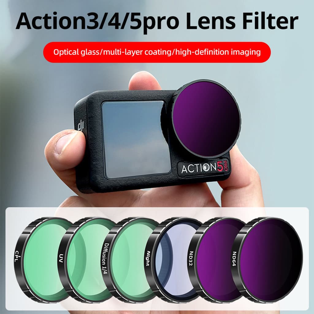Guugei Filtro De Lente De Câmera CPL ND16 De Vidro Óptico Para DJI Action 5pro/4/3