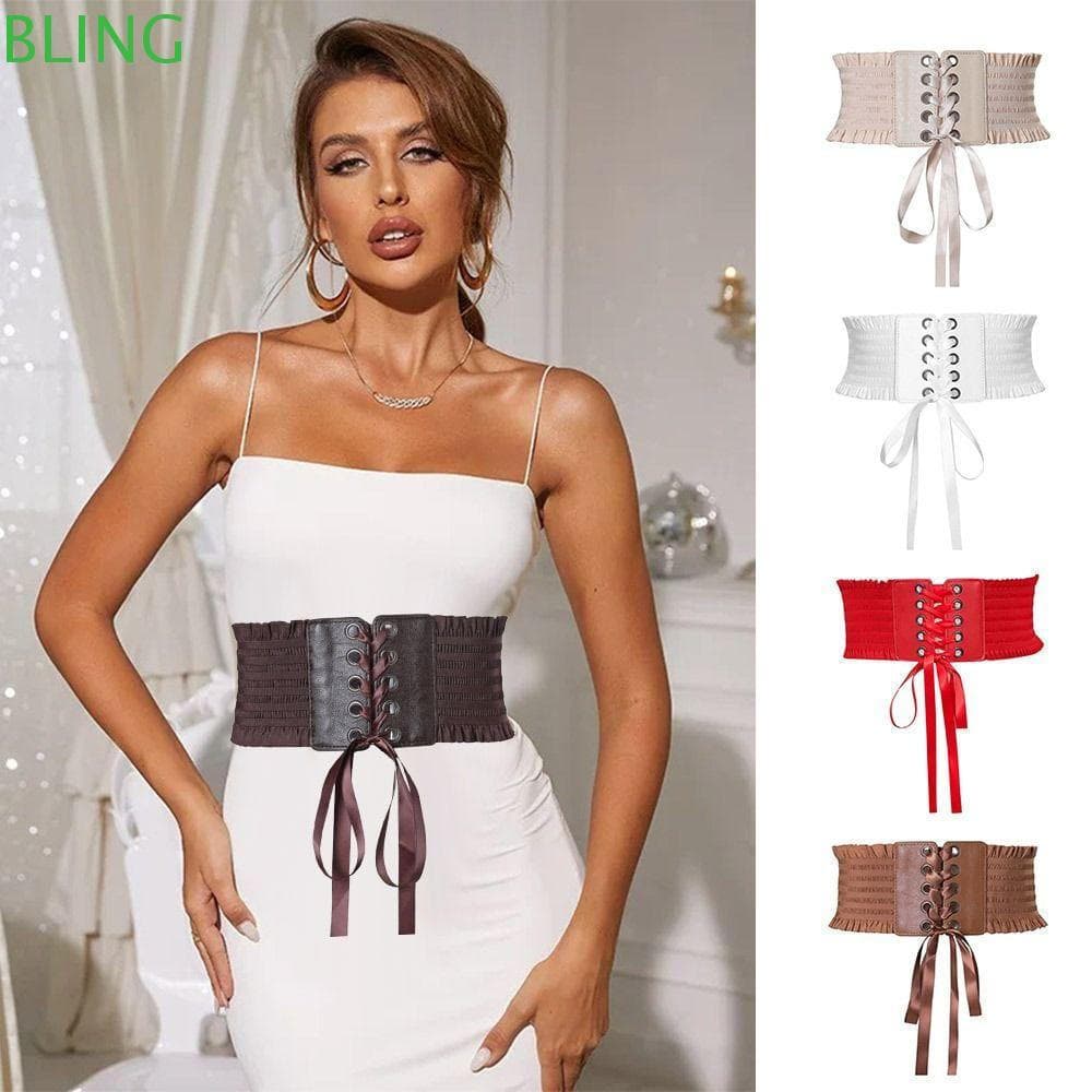 Cinto Espartilho BLING , Faixas Elásticas De Seda Larga E , Capa Decorativa De Couro PU DIY