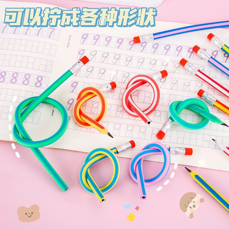 Lápis HB Colorido Listrado de PVC Macio de 30cm, Material Escolar para Prêmios em Escolas Primárias TUQW