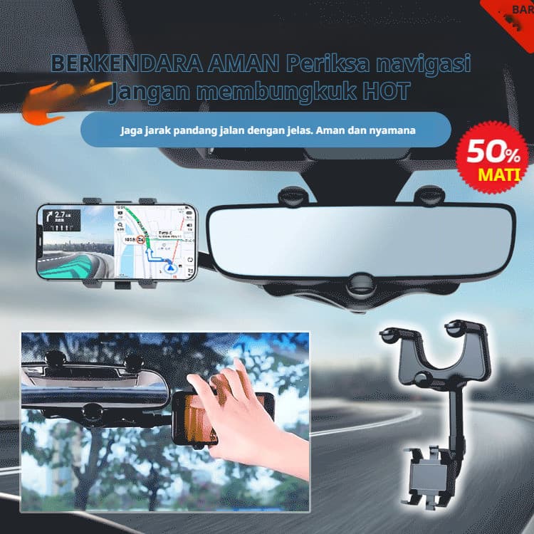 [Alta Estabilidade] Rearview Mirror Phone Holder/Car Mount Stand Suporte Veicular Para Motoristas/360°