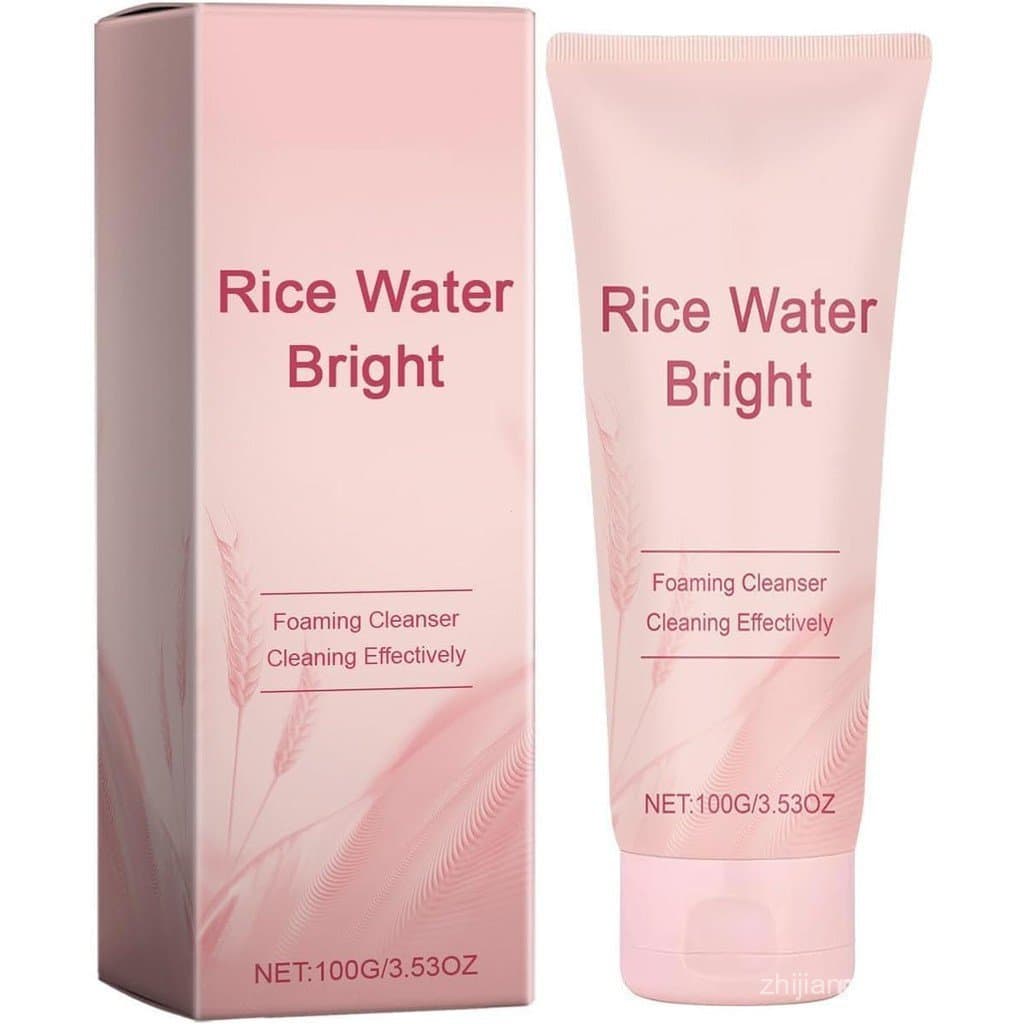 Espuma de Limpeza Facial Iluminadora com Ceramida de Água de Arroz, Espuma de Limpeza com Extrato de Arroz, Sabonete Fac