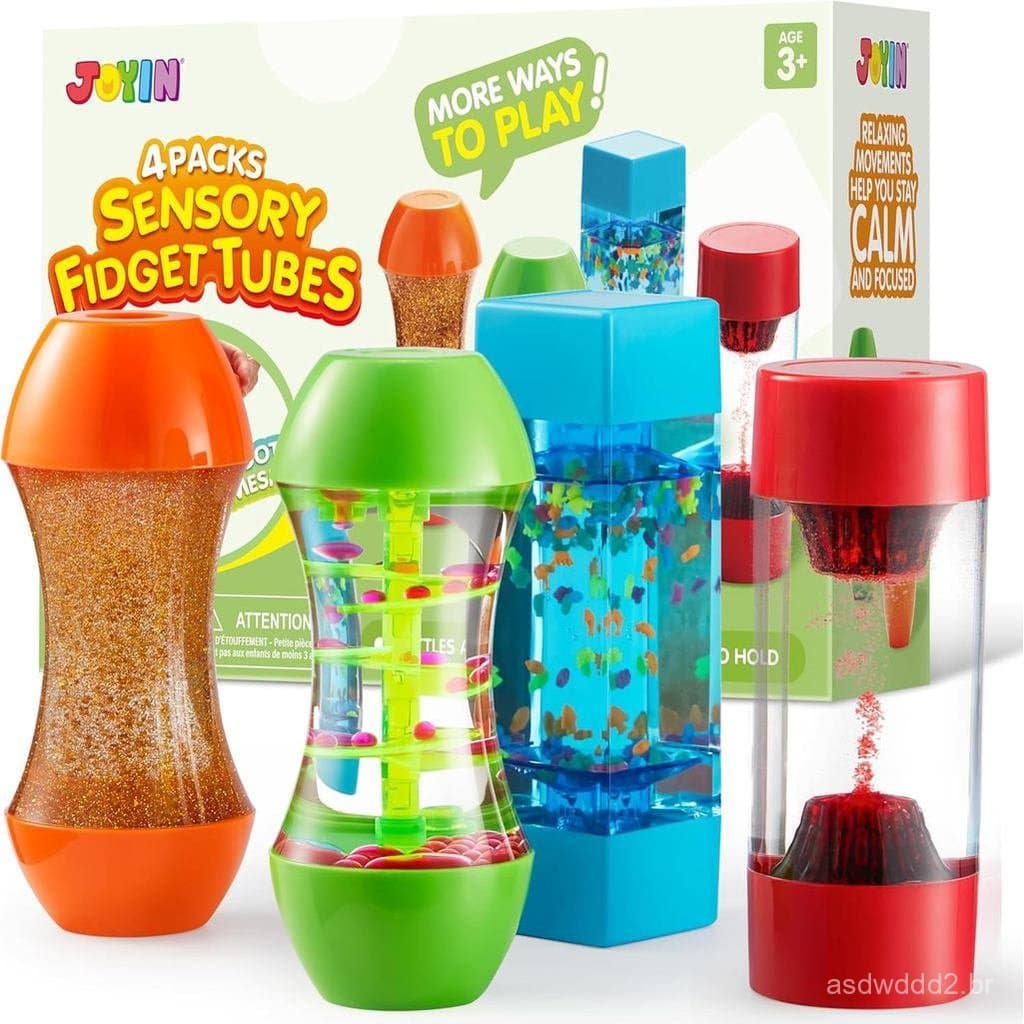 Conjunto de 4 peças Leyou de spinners sensoriais para crianças, tubos sensoriais, brinquedos para alívio do estresse, fe