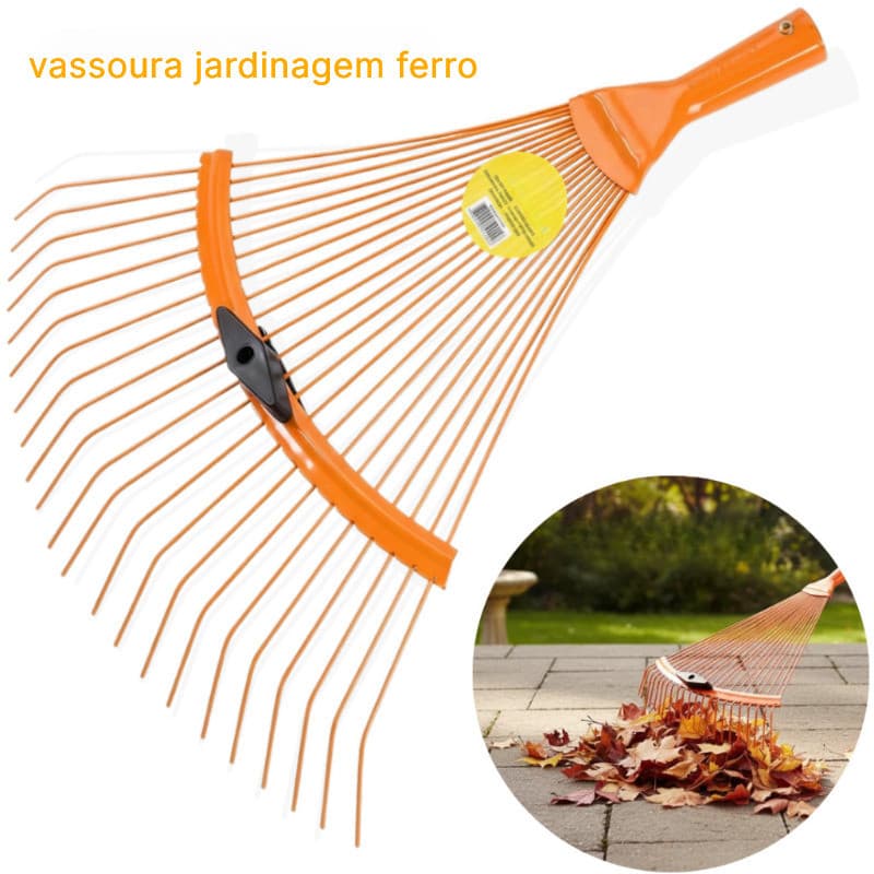 Vassoura De Jardinagem De Ferro 22 Dentes Usada Para Limpeza De Jardins Folhas Caídas No Gramado Ferramentas De Metal Du