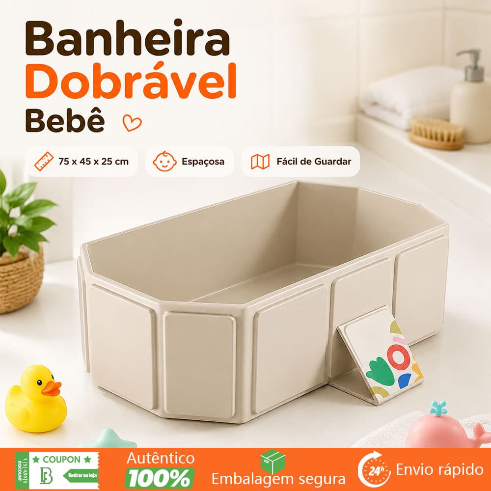 Banheira de Bebê Dobrável Infantil Antiderrapante Portátil Fácil de Guardar