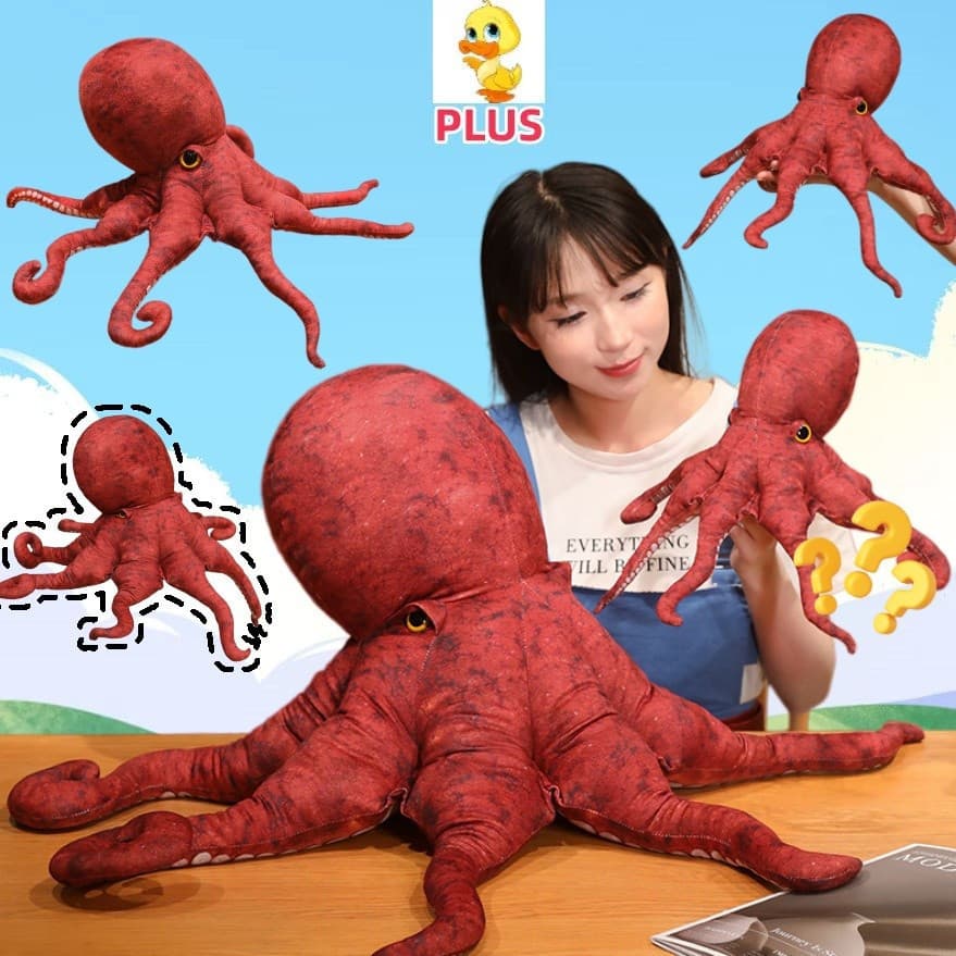 Mais ✨ Novo Simulação Foft Polvo Travesseiro De Pelúcia Bonito Divertido Vermelho Coisas Brinquedo Presentes Infantis De