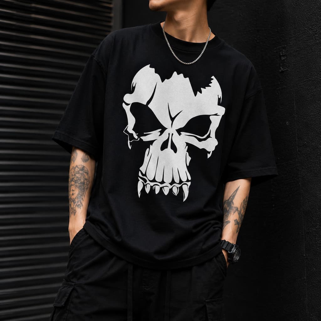 Blusa Masculina Caveira Rock Camiseta Estilo Punk Streetwear Confortável
