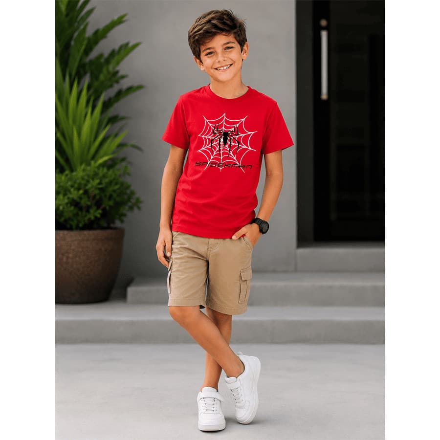 Camiseta Infantil aranha Estilo Moderno para o Dia a Dia camiseta basica 100%algodão