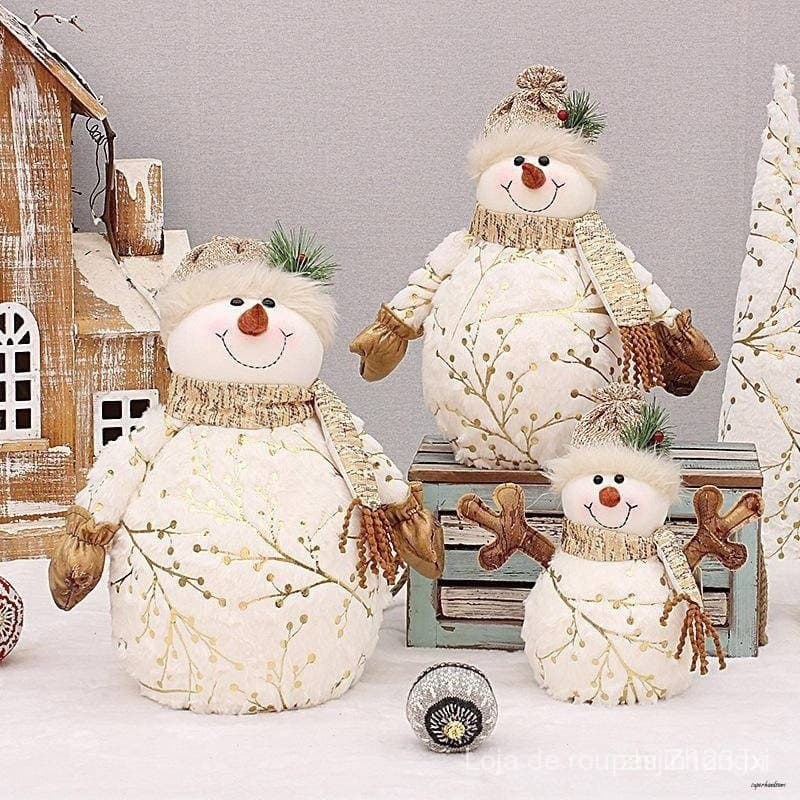 Decoração de Natal para Casa, Boneco de Neve de Pelúcia Curta Impresso, 60/50/26cm, Adequado para Decoração de Lojas 1C0