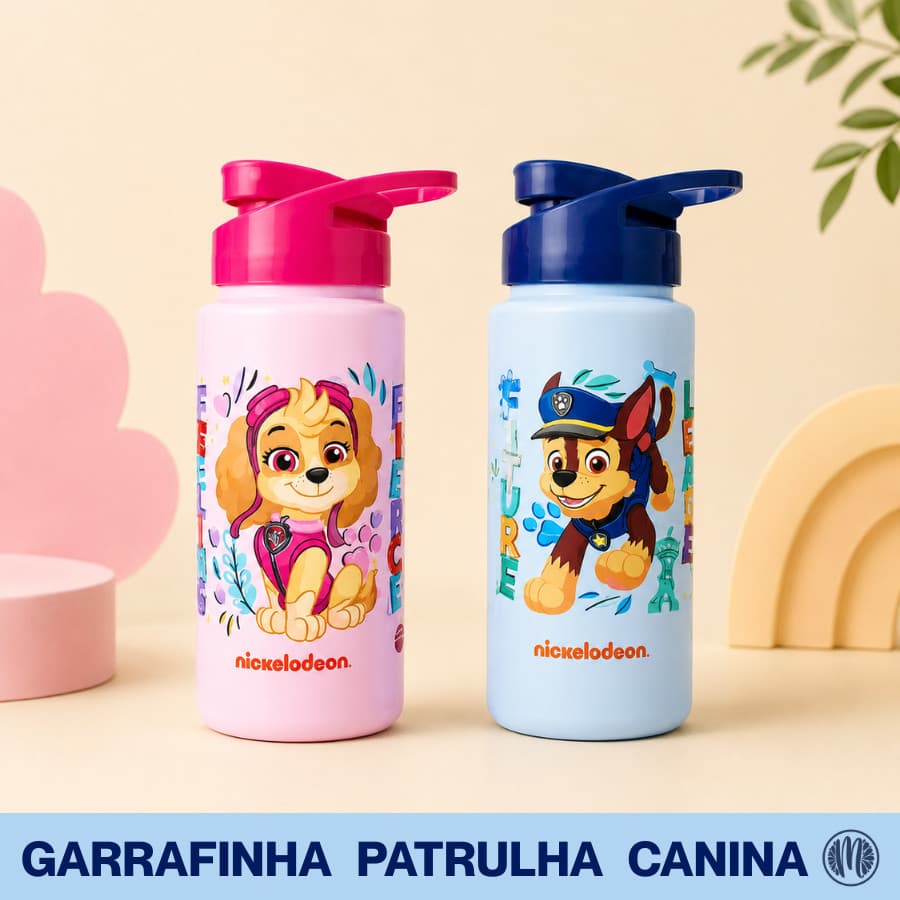Garrafinha de Água Infantil Patrulha Canina Squeeze 500ml