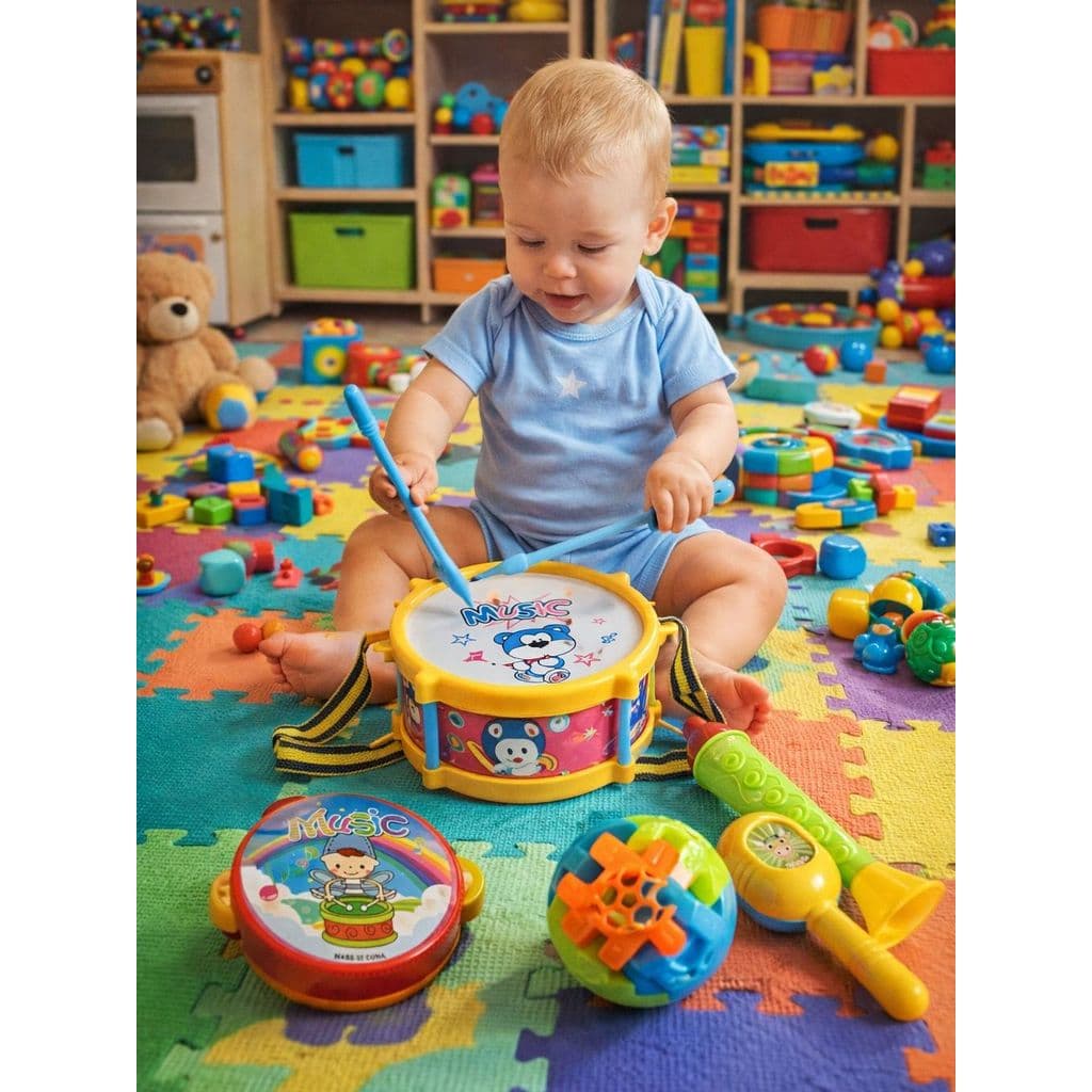 Kit 5 Peças Instrumentos Musicais Infantil Brinquedos Interativos para Bebês e Crianças Brinquedo Infantil Bebê