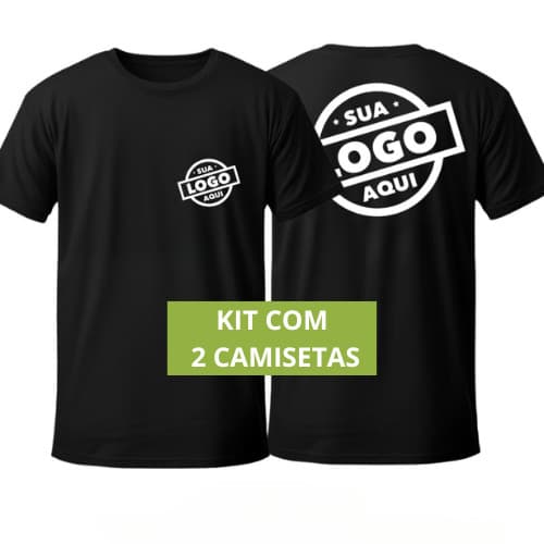 -KIT 2 Camisetas Personalizadas Uniforme Com Sua Logo para sua empresa - 100% Algodão Premium
