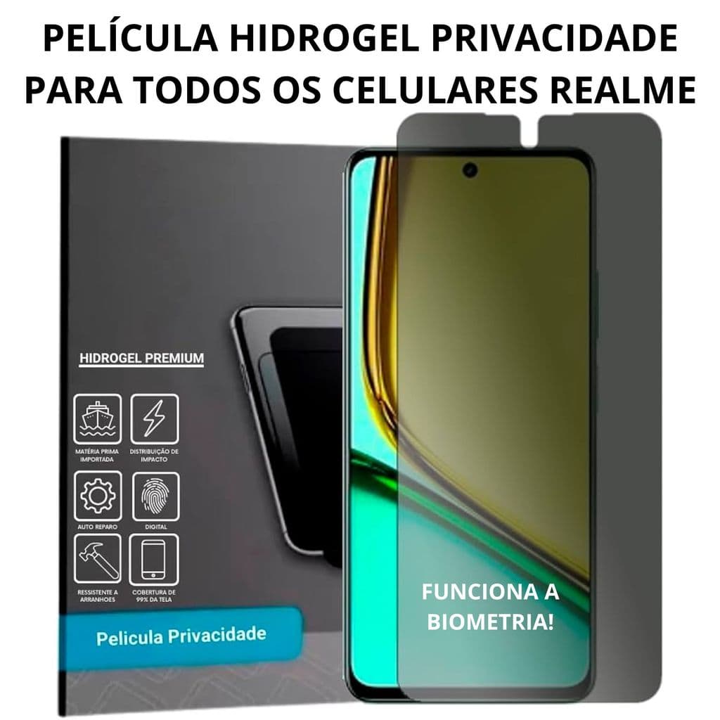 Pelicula de Hidrogel PRIVACIDADE para Realme C65 8 9 10 11 11 PRO NOTE 50 C71 C20 C53 C55 6 PRO GT2 PRO OUTROS