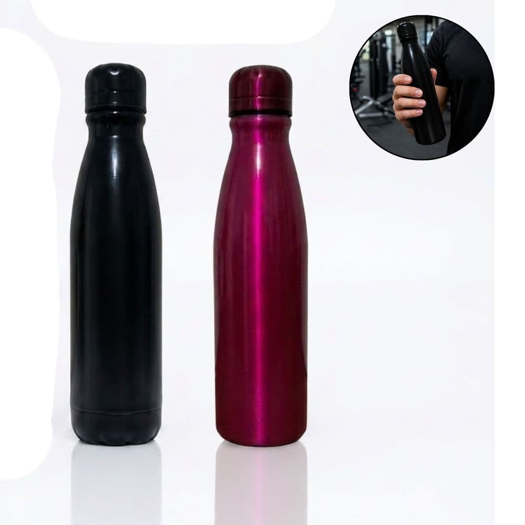 Garrafa de Água Alumínio Lisa 600ml Academia Tampa Rosqueável