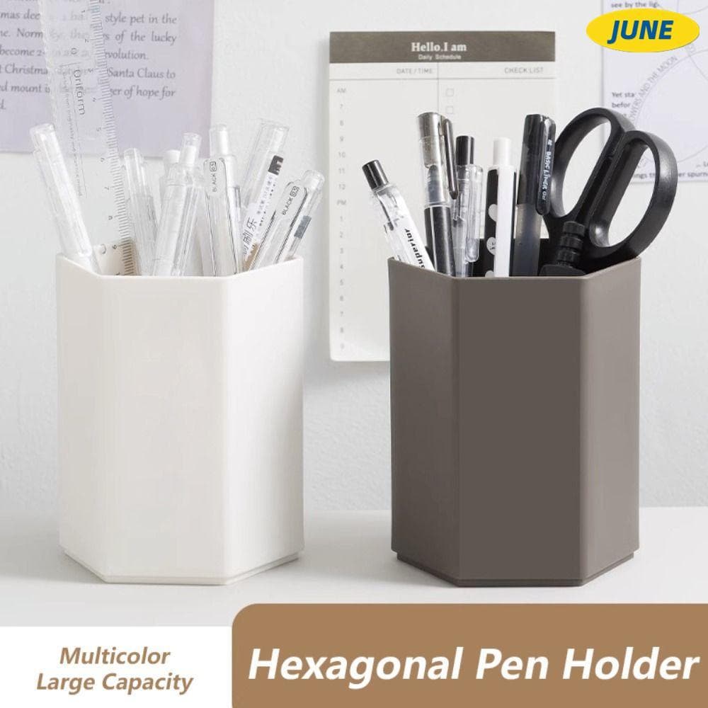 Recipiente De Caneta De Junho , Suporte Plástico De Grande Capacidade , Caixa De Armazenamento De Lápis De Design Hexago