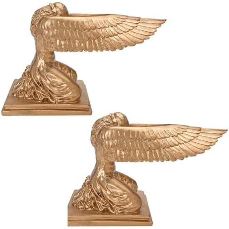 Estátua De Anjo Da Arca Ajoelhado , 2 Peças , Estatueta De Resina Decorativa , Asas De Oração , Escultura De Mesa Para A