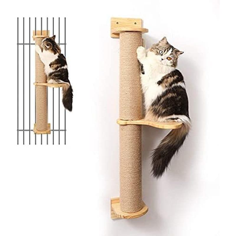 Árvore De Atividades Para Gatos FUKUMARU Com Postes Arranhar , Rede De Pinho Arranhador De Juta Montada Na Parede | Made