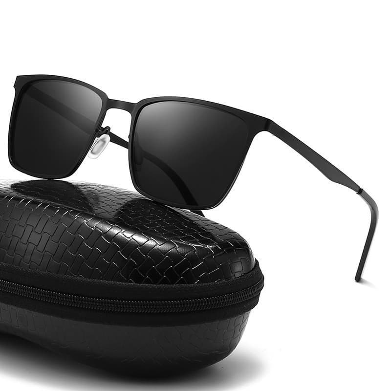 Novos óculos de sol polarizados masculinos, armação quadrada de metal, com função fotocromática, adequados para dirigir