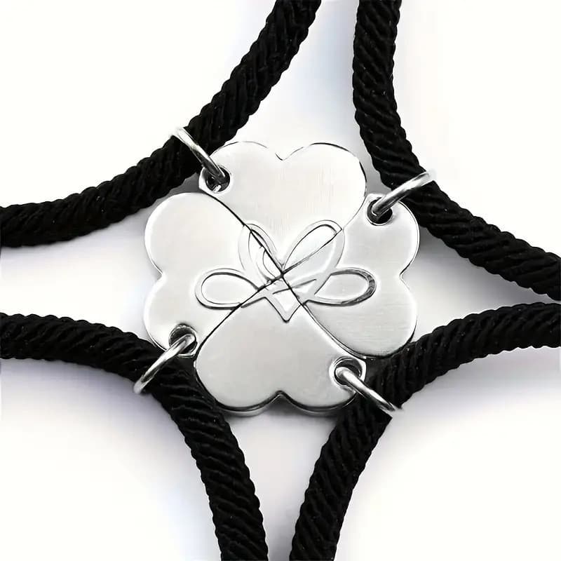 Pulseira de Amizade Magnética Ajustável em Forma de Trevo de Quatro Folhas - Presente para Casais DDQK EBED