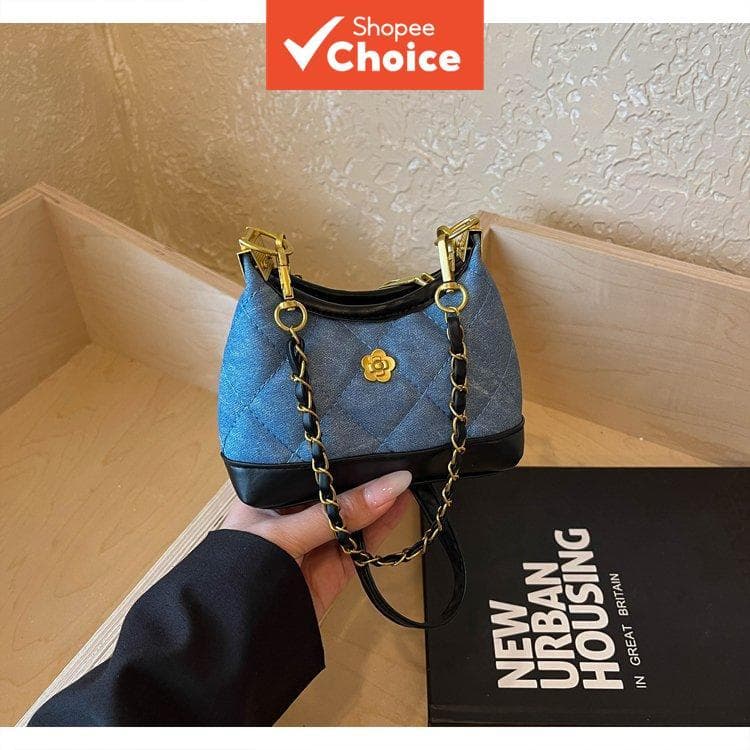 Bolsa elegante acolchoada pequena para mulheres | Bolsa tiracolo de ombro com corrente para verão 2026, tendência,