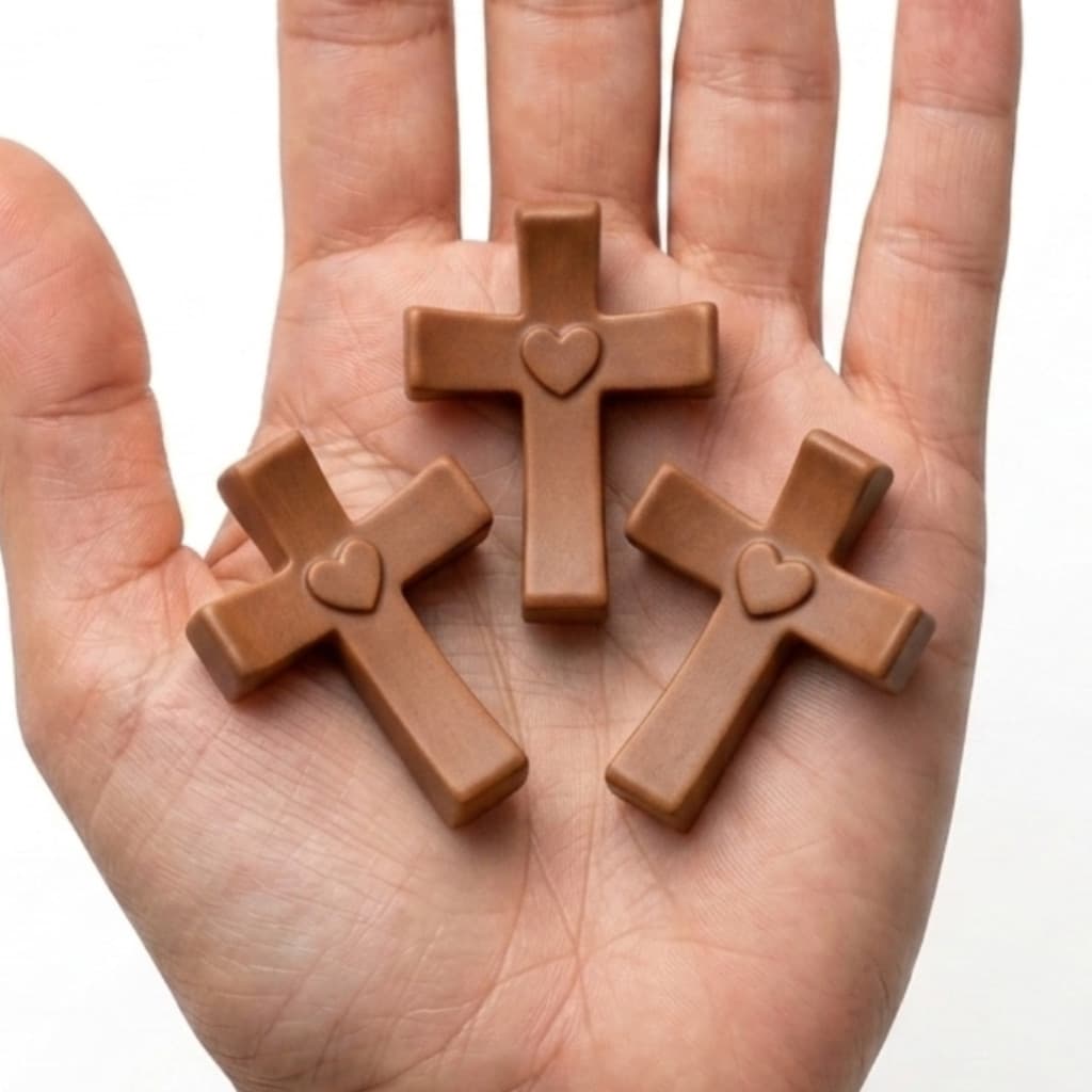 Crucifixo Conforto Sensorial Alívio Estresse Ansiedade e Oração - Kit com 3 Cruz com Design Ergonômico Textura