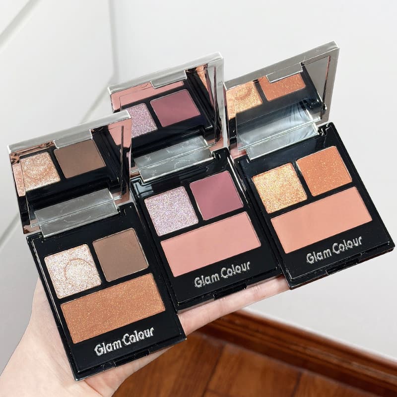 [Estoque pronto] Paleta de sombras Tricolor de cor mágica 3 cores sombra roxa laranja marrom terra perolado fosco portát