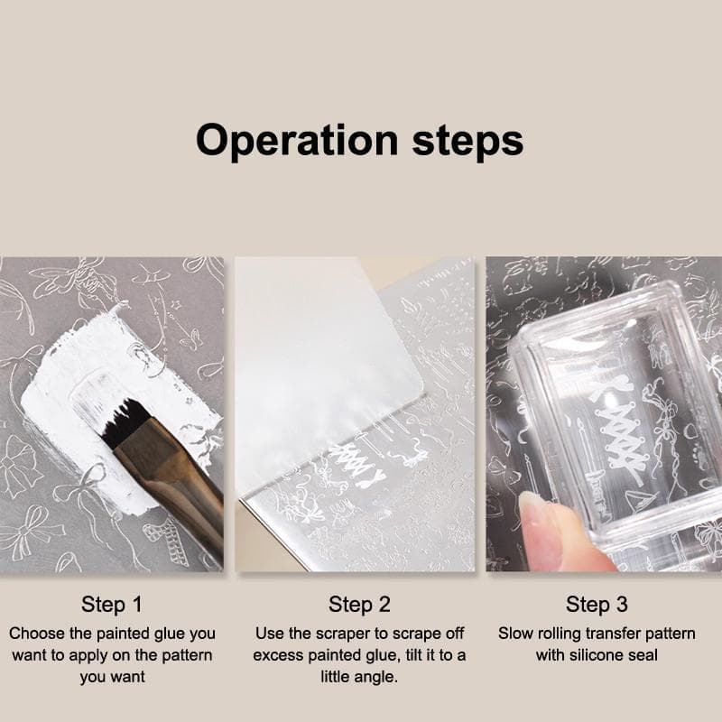 Selo De Unha Transparente Com Raspador , Modelo De Carimbo De Unhas Francesas Apagável , Design De Manicure , Ferramenta