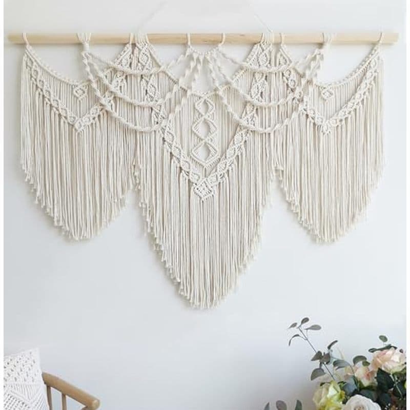 Achart Macrame Pendurado Na Parede Grande-Decoração De Boho-Arte De Sala De Estar-Tapeçaria Para Quarto (Conta De Madeir
