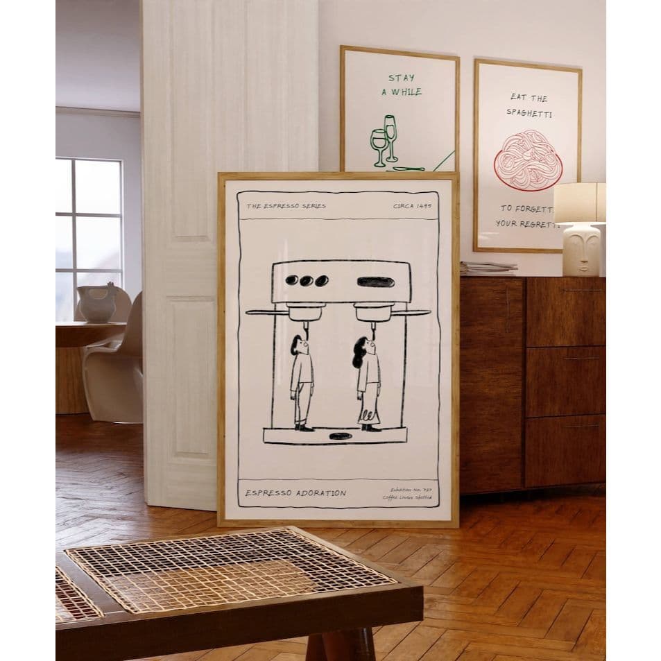 Quadro Decorativo Café Expresso Preto e Branco Arte Minimalista