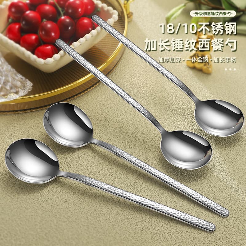 [Estoque pronto] Colher de aço inoxidável 304 Colher de arroz com cabo longo Colher de sopa Bibimbap coreana doméstica C