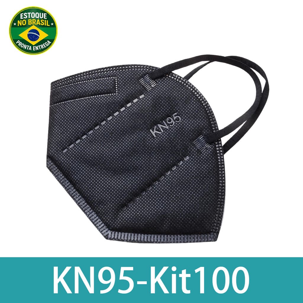 Máscara PFF2 KN95 Preta 5 Camadas Kit 100 Unidades Proteção Respiratória Profissional Filtro Eficiente