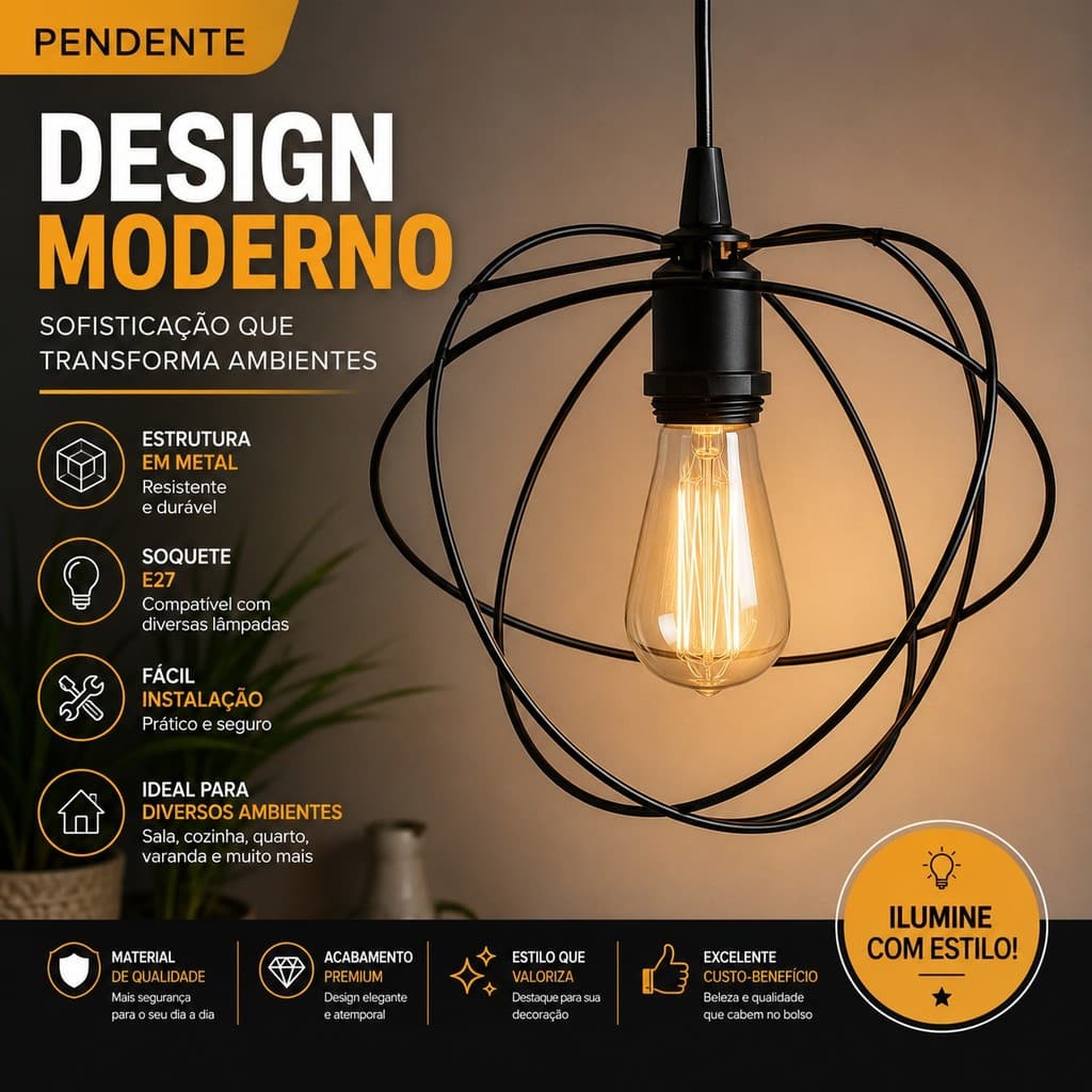 Lustres Pendentes Aramados Decorativos Metal Moderno com Diversos Modelos