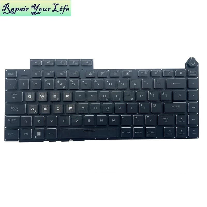 Teclado Retroiluminado RGB GB Para ASUS ROG Strix G16 G614 G614JZ G614JU G614JV , Notebook Jogos , Luz De Fundo Colorida