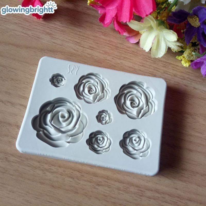 GLOWI 3D Rosa Flor Silicone Fondant Molde De Chocolate Decoração De Bolo Açúcar