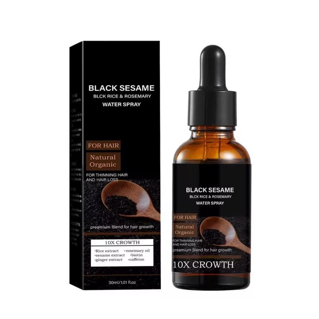 Sérum para Crescimento Capilar de Gergelim Preto com Arroz Preto e Alecrim, Natural e Orgânico, para Cabelos Ralos e Que