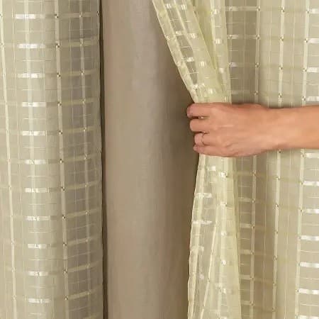 Cortina 4,00x2,80 Microfibra C/voil Xadrez Quarto Ou Sala