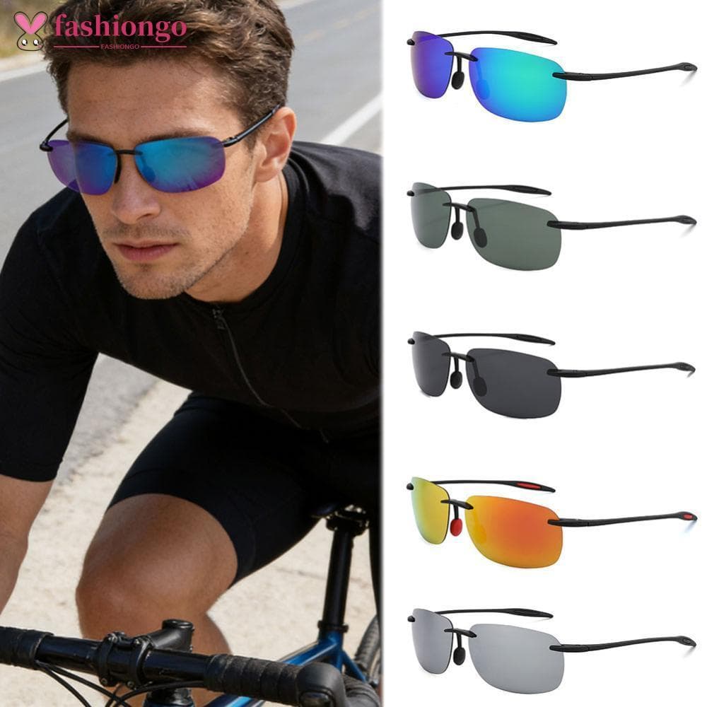 FASHIONGO Ultraleve TR90 Sem Aro Polarizado Óculos De Sol Quadrado Flexível Conforto Para Homens Mulheres Condução Pesca