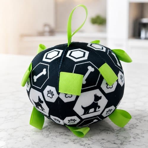 Bola Pelucia Pet Som Sino Resistência Alta Brinquedo Interativo Preta