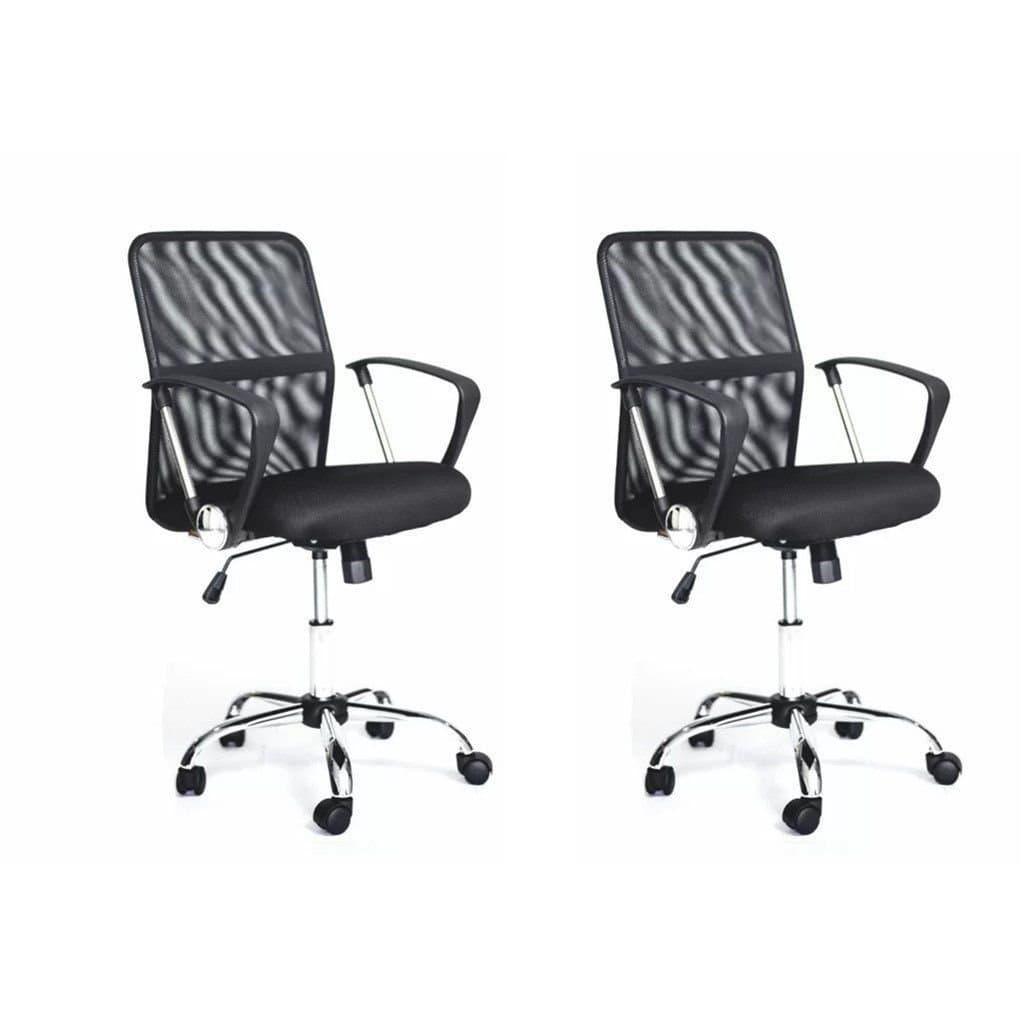 Kit 2 Cadeira de Escritorio Diretor Tela Mesh Comfort Preto Cadeira Diretor